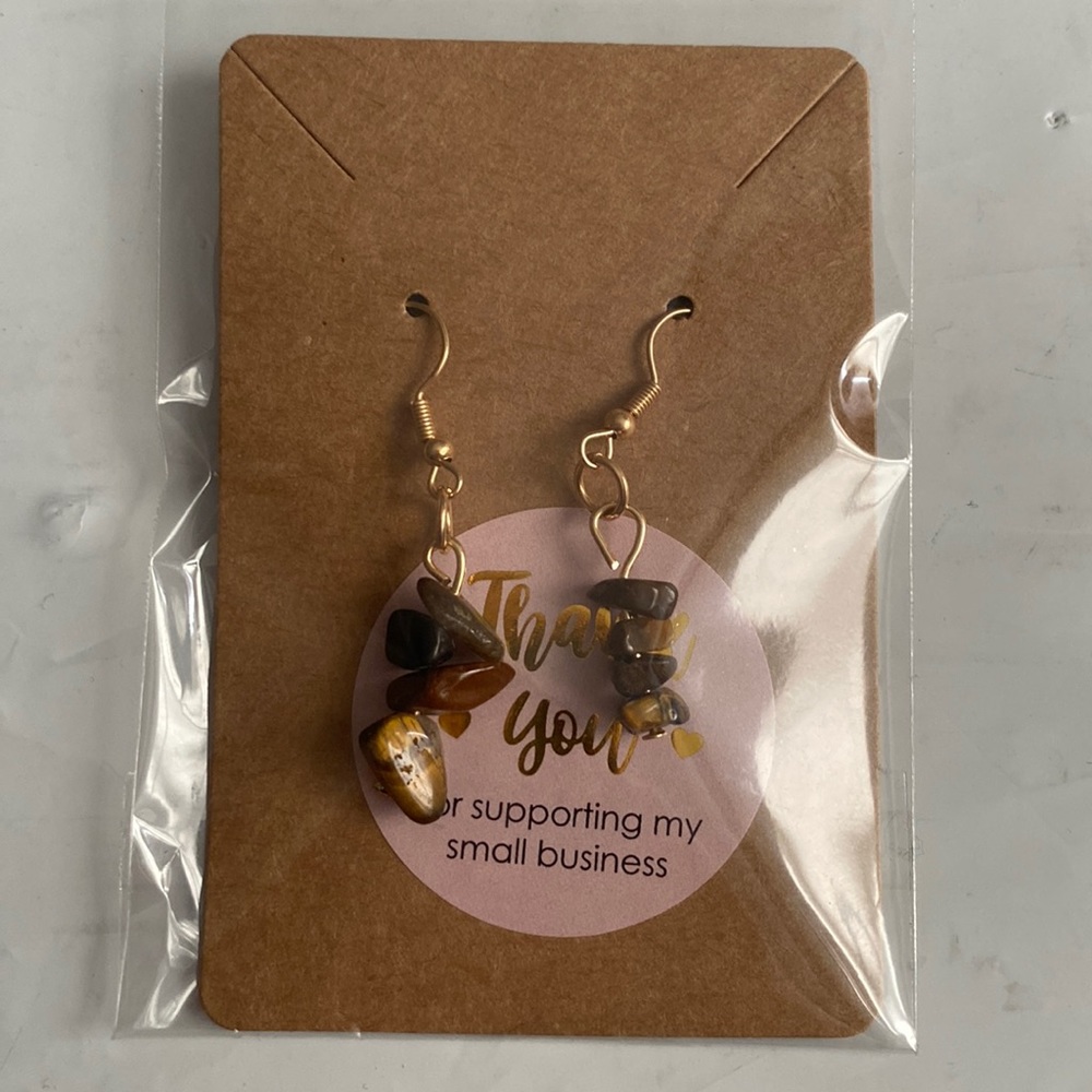 Brown Stone Dangle Earrings
